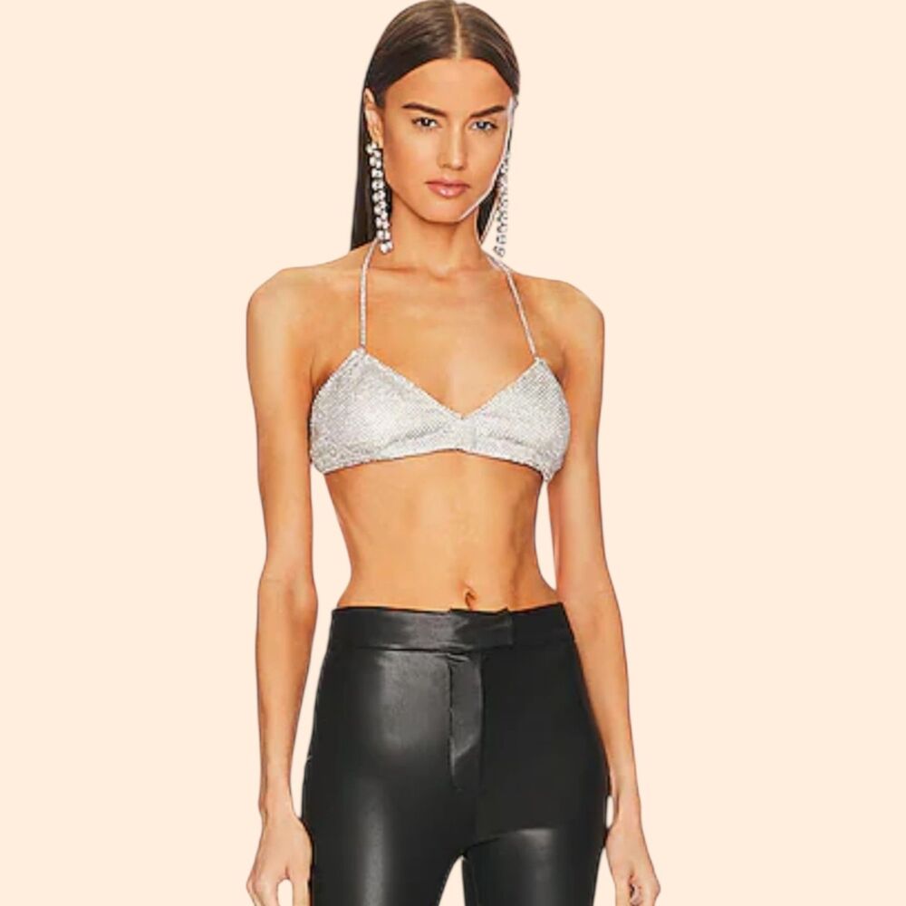 Lamarque Raeka Rhinestone Bralette Silver